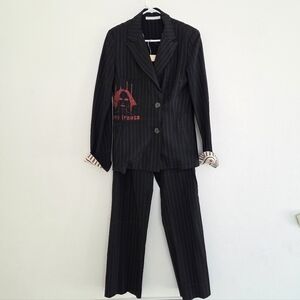 Martine Douvier Paris Grunge Pinstripe Womens Blazer and Pants Set Medium